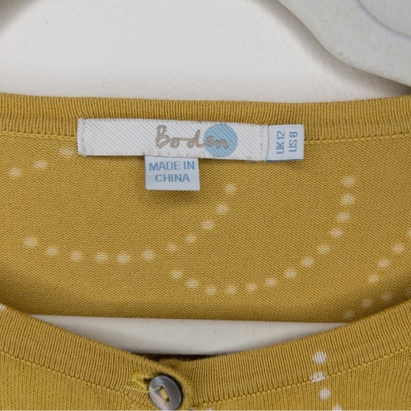 Boden Crew Neck Polka Dot Pattern Button Up Cardigan - Picture 2 of 6